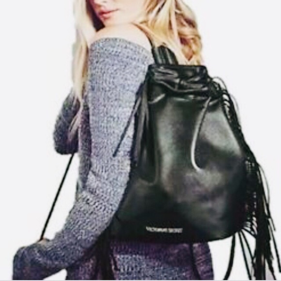 Victoria's Secret Handbags - Limited Edition VS Black Fringe Back Pack